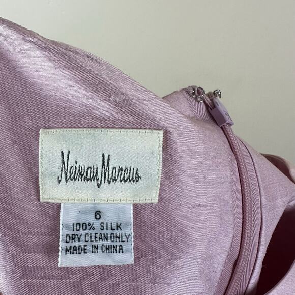 Neiman Marcus Floral Embroidered Silk Sheath Dress Coquette Cottagecore Fairy 6 - Picture 6 of 11